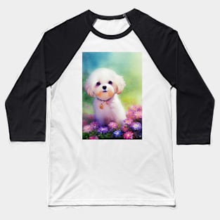 Watercolor bichon Baseball T-Shirt